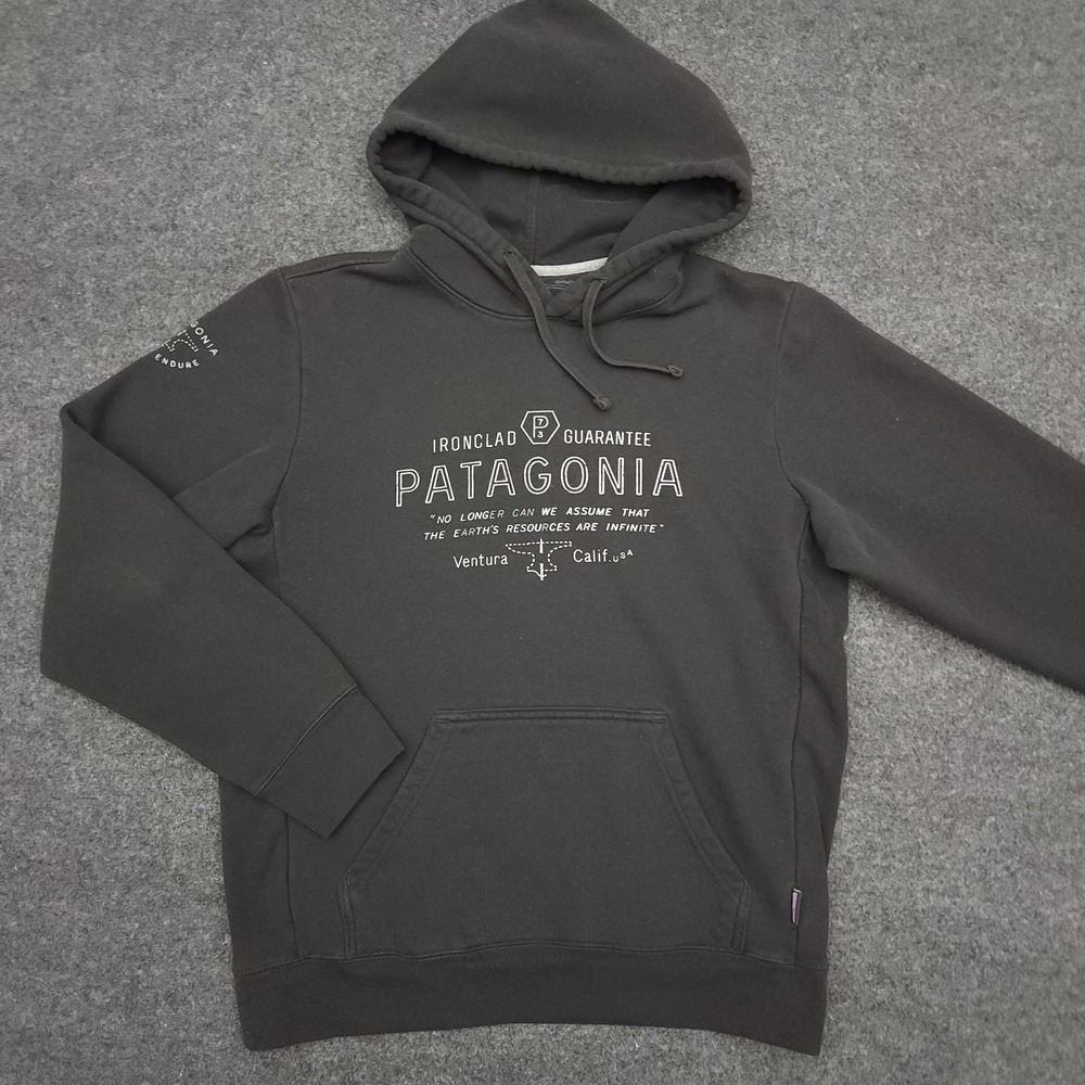 Patagonia Hoodie Mens Small, Women's Medium Black Pullover Logo Outdoors‎ Hiking